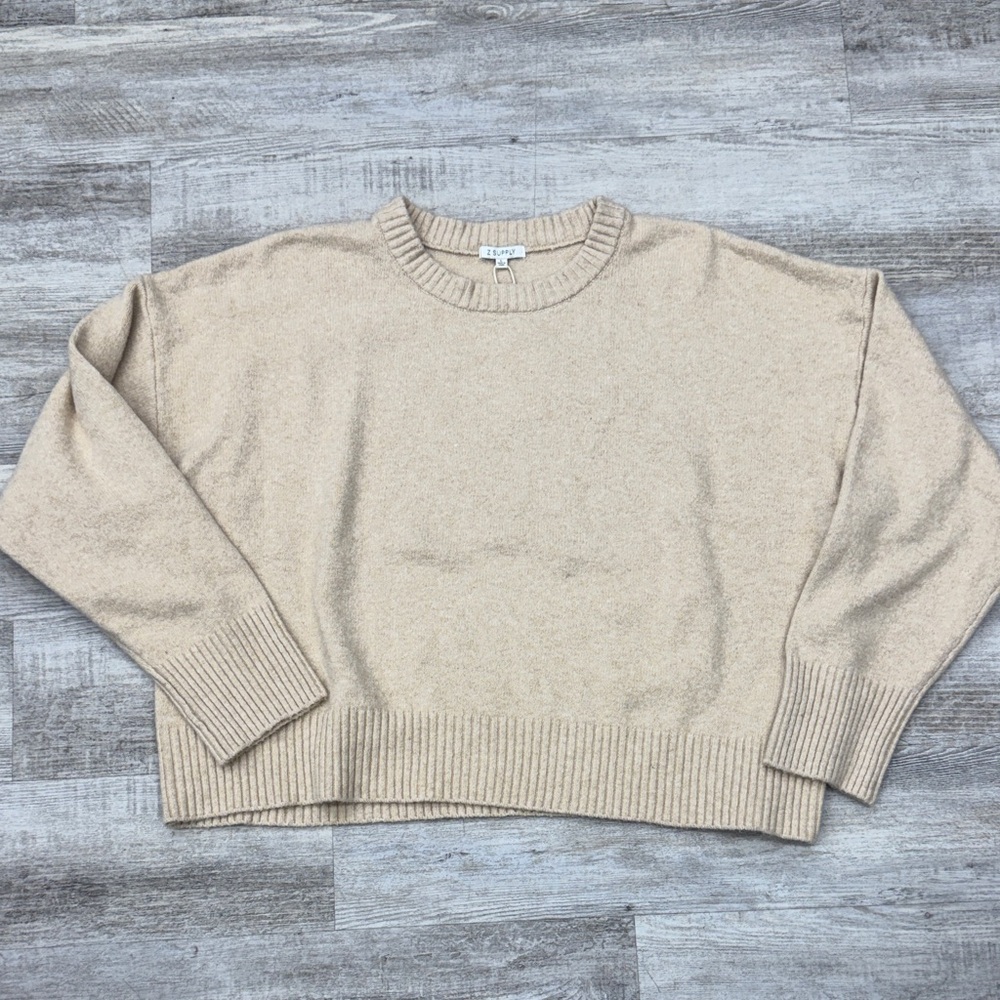 Z Supply Beige Crew Neck Sweater
